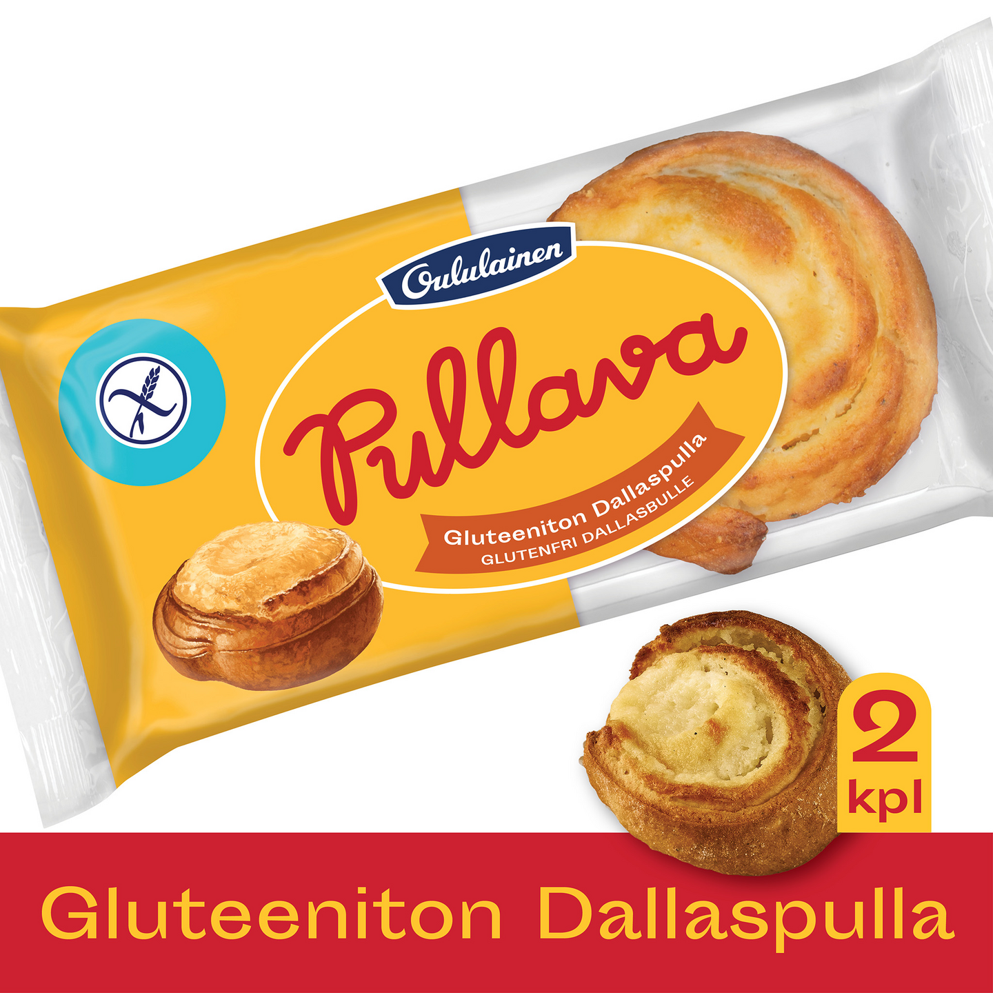 Oululainen Pullava Gluteeniton Dallaspulla 2kpl/140g