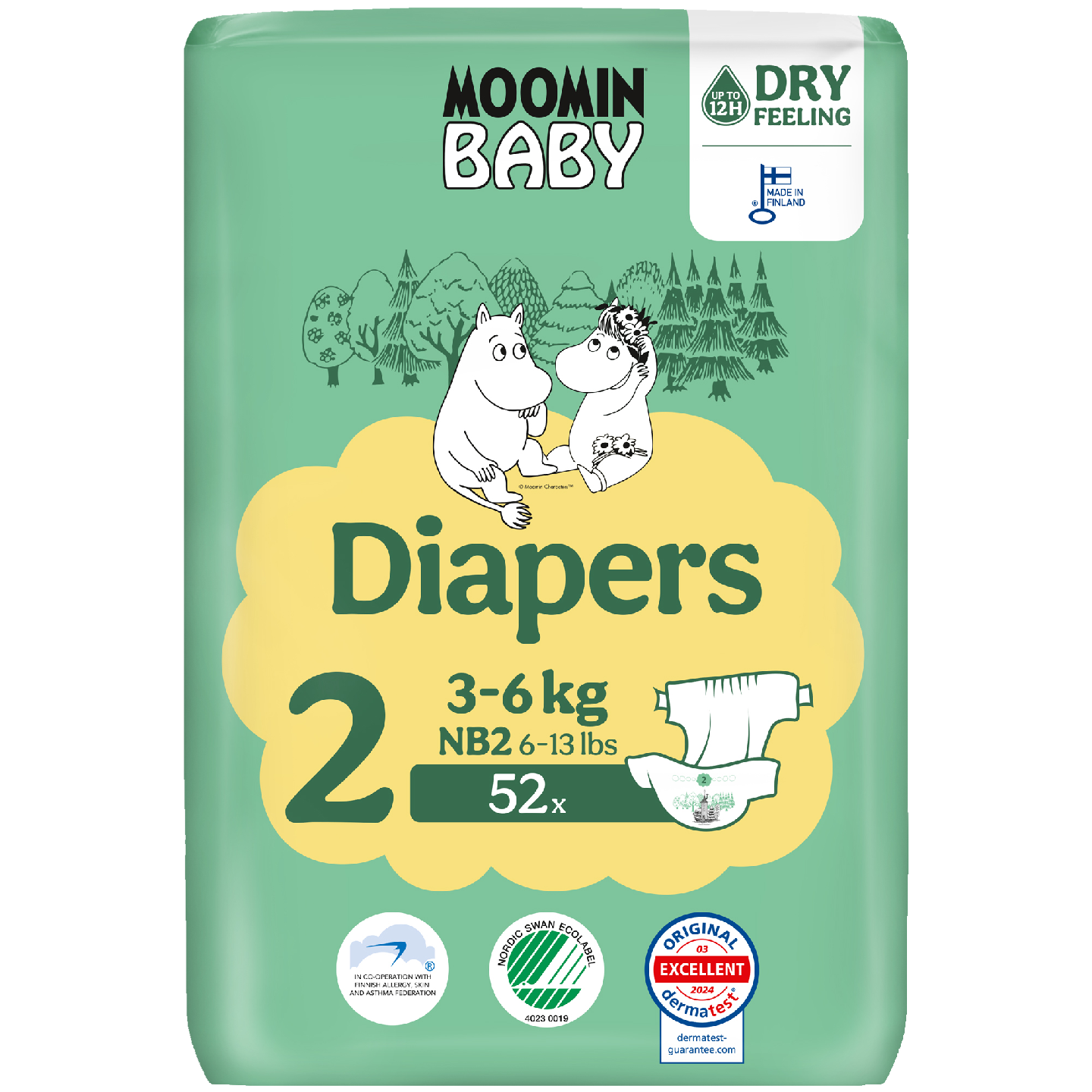 Moomin Baby Newborn teippivaippa koko2 52kpl 3-6kg