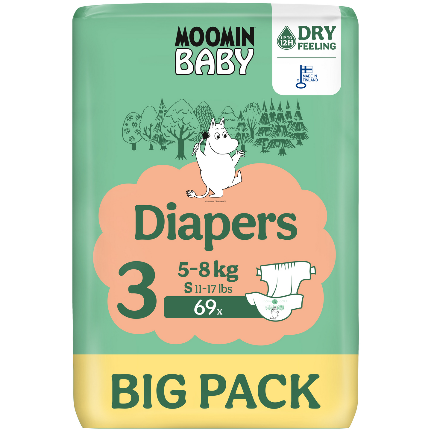 Moomin Baby teippivaippa S3 69kpl 5-8kg Big Pack