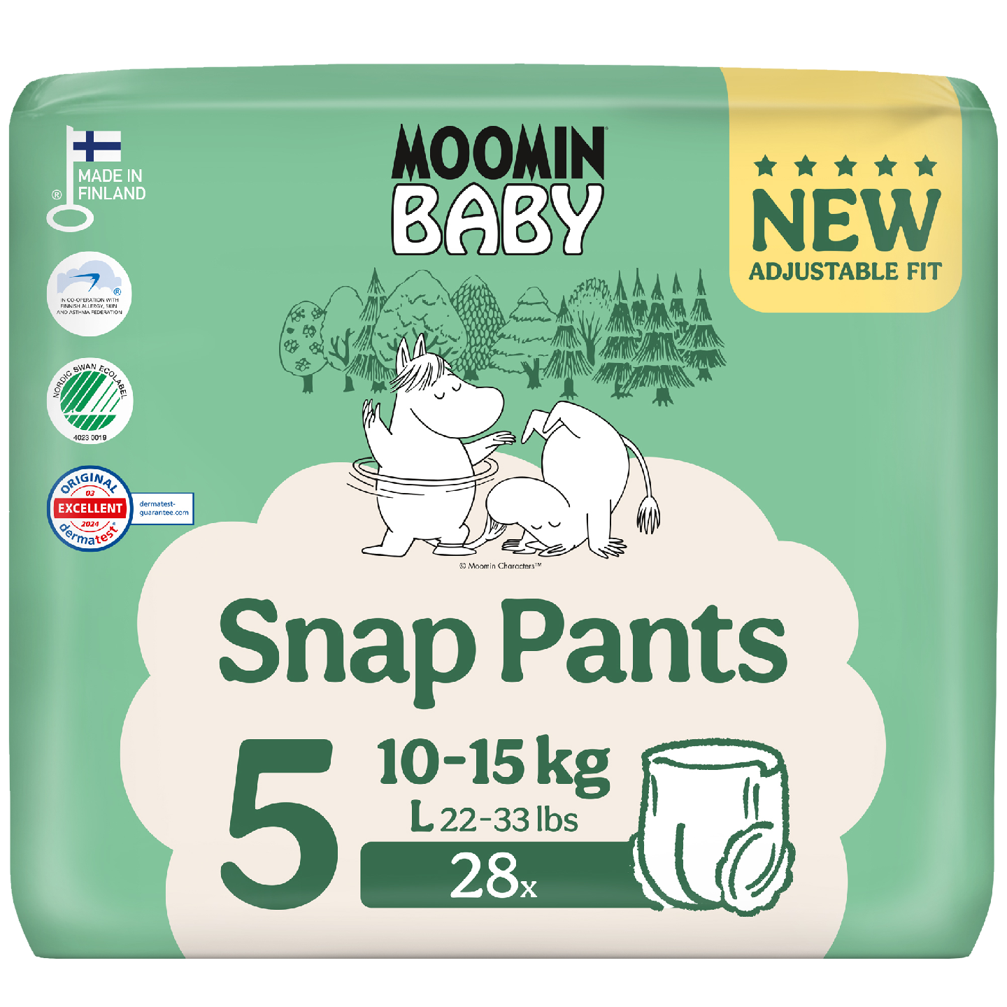 Moomin Baby Snap Pants housuvaippa koko 5 28kpl 10-15kg