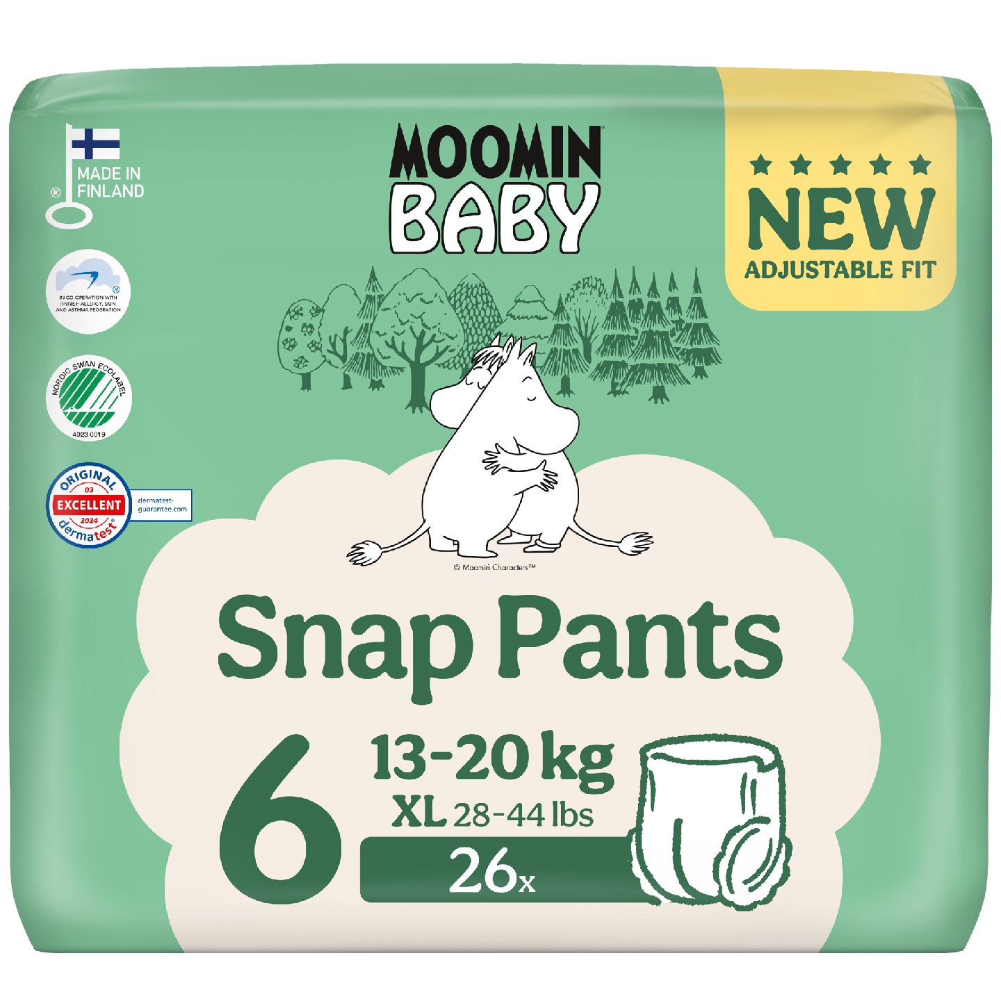 Moomin Baby Snap Pants housuvaippa koko 6 26 kpl 13-20kg