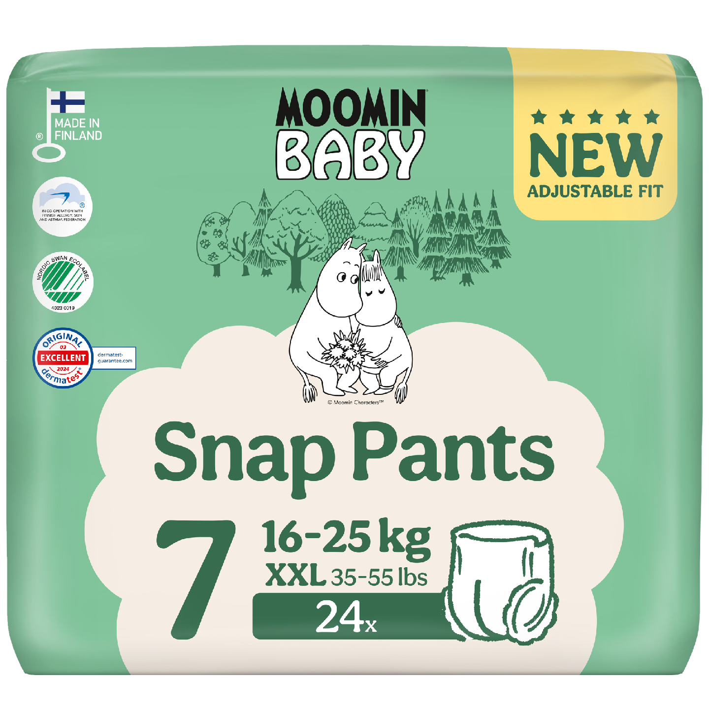 Moomin Baby Snap Pants housuvaippa koko 7 24kpl 16-25kg
