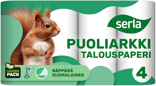 Serla talouspaperi puoliarkki 4rl valkoinen lava