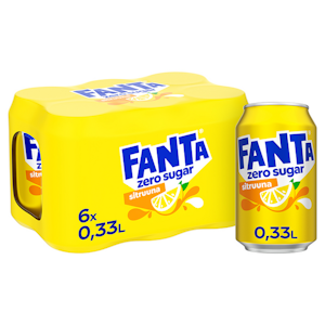 Fanta Lemon sokeriton virvoitusjuoma 0,33l 6-pack