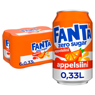 Fanta Appelsiini Zero virvoitusjuoma 0,33l 6-pack