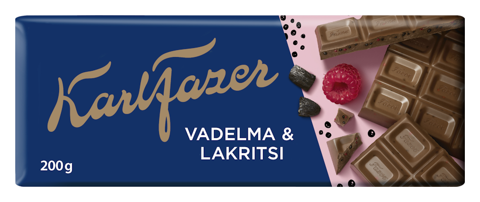 Karl Fazer Vadelma & Lakritsi maitosuklaalevy 200g