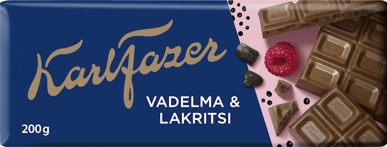 Karl Fazer Vadelma & Lakritsi maitosuklaalevy 200g