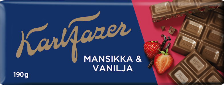 Karl Fazer Mansikka & Vanilja maitosuklaalevy 190g