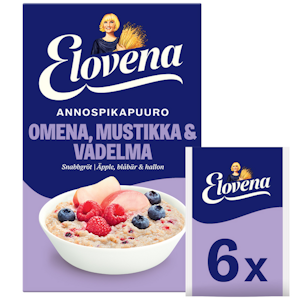 Elovena 6x35g annospikapuuro omena-mustikka-vadelma