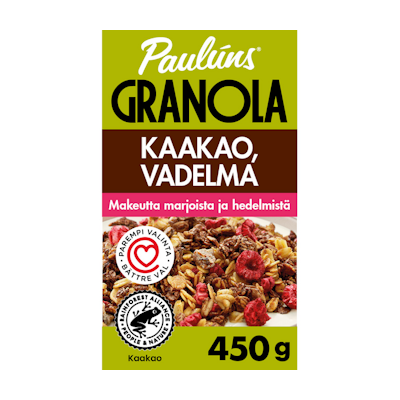 Paulúns granola 450g kaakao ja vadelma