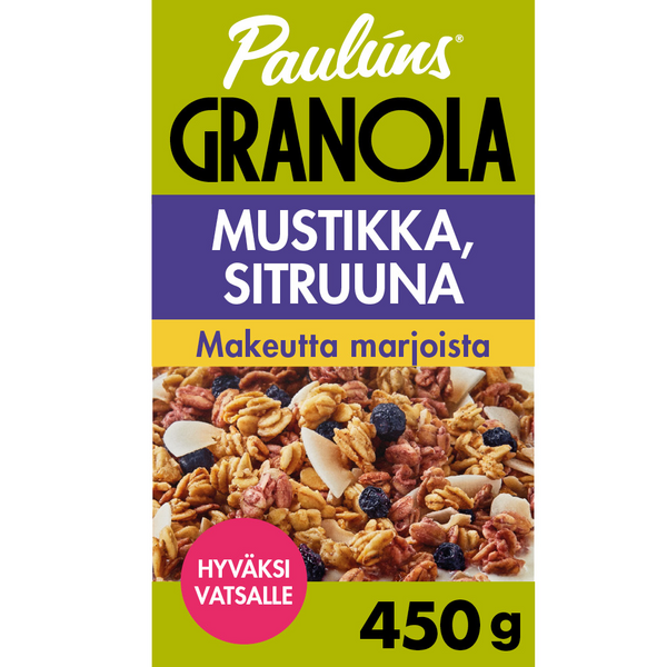 Paulúns granola mustikka ja sitruuna 450g