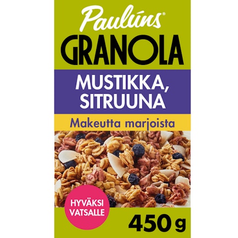 Paulúns Granola mustikka ja sitruuna 450g