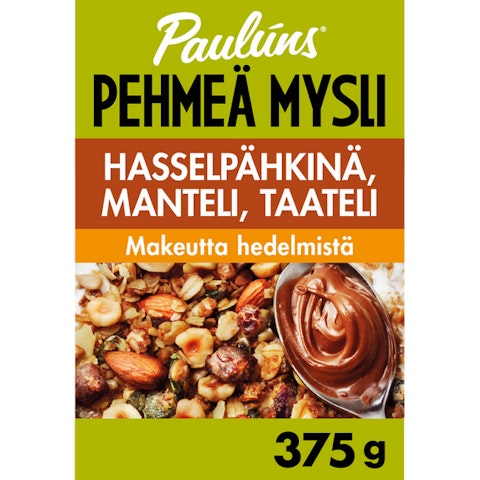 Paulúns Pehmeä mysli hasselpähkinä, manteli ja taateli 375g