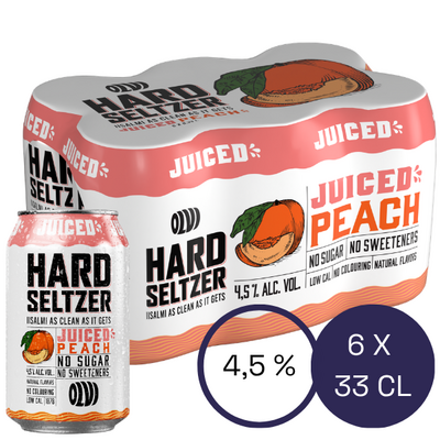 Olvi Hard Seltzer Juiced Peach 4,5 % 0,33l 6-pack