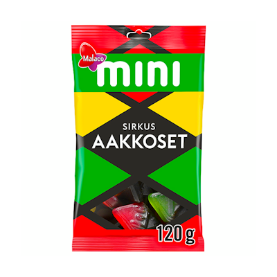 Malaco Mini Aakkoset Sirkus viinikumimakeisia 120g
