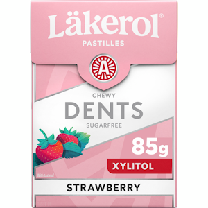 Läkerol dents strawberry cream ksylitolipastilli 85g sokeriton