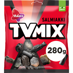 Malaco TV Mix makeispussi 280g salmiakki