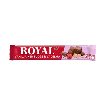 Royal Vaniljainen Fudge & Vadelma suklaapatukka 45g