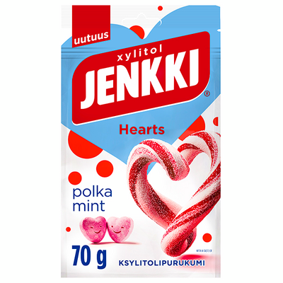 Jenkki Enjoy Hearts Polkamint ksylitolipurukumi 70g