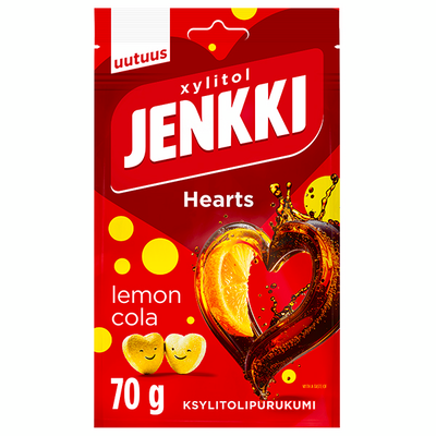 Jenkki Enjoy Hearts Lemon-cola ksylitolipurukumi 70g