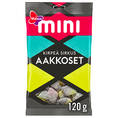 Malaco Aakkoset Mini Kirpeä Sirkus makeissekoitus 120g