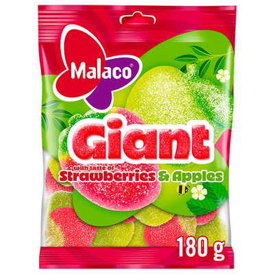 Malaco Giant Strawberries and Apples makeissekoitus 180g