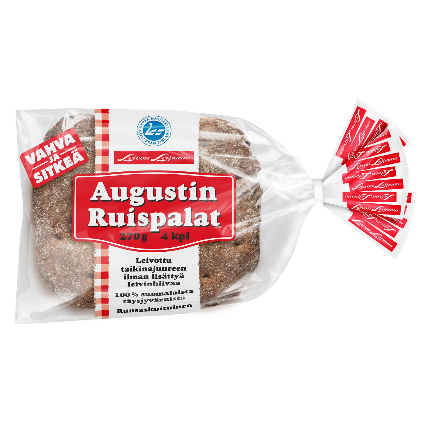 Leivon Leipomo Augustin Ruispala 4 kpl 270g 100% täysjyväruisleipä