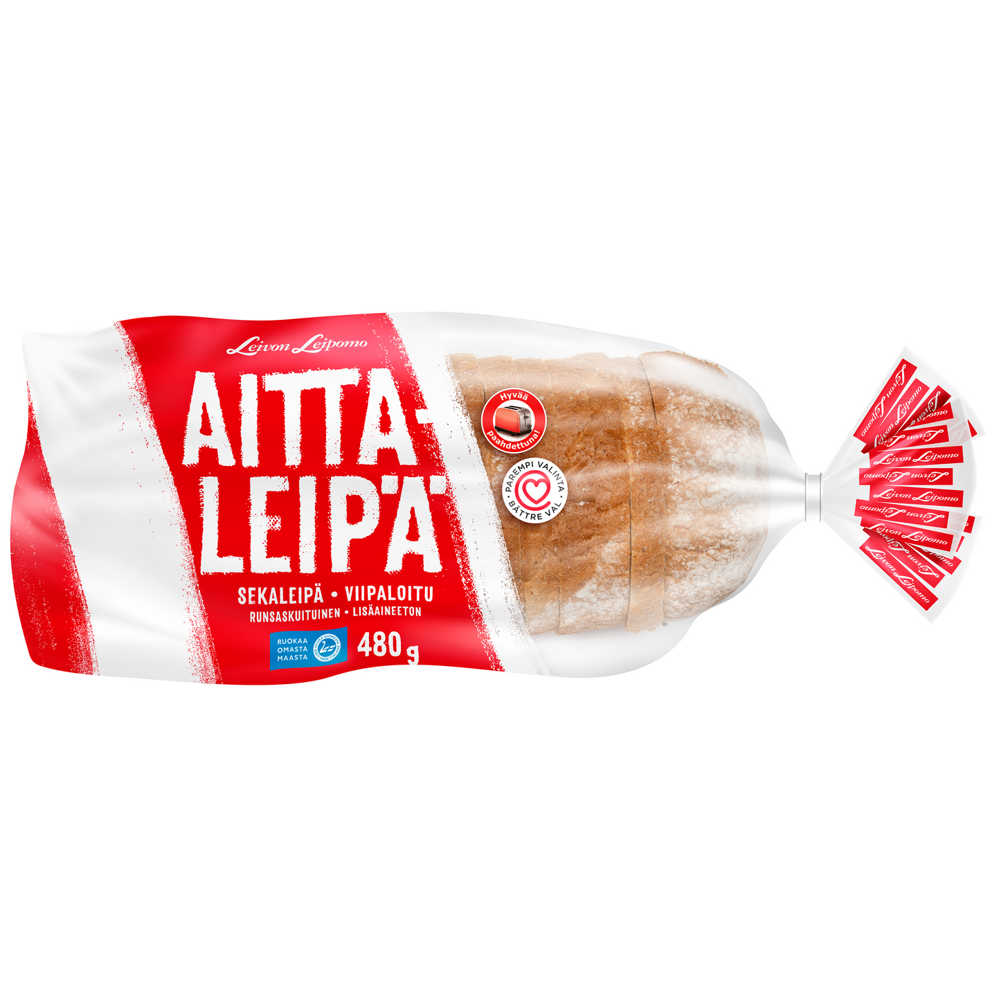 Leivon Aittaleipä 480g, sekaleipä viipaloitu