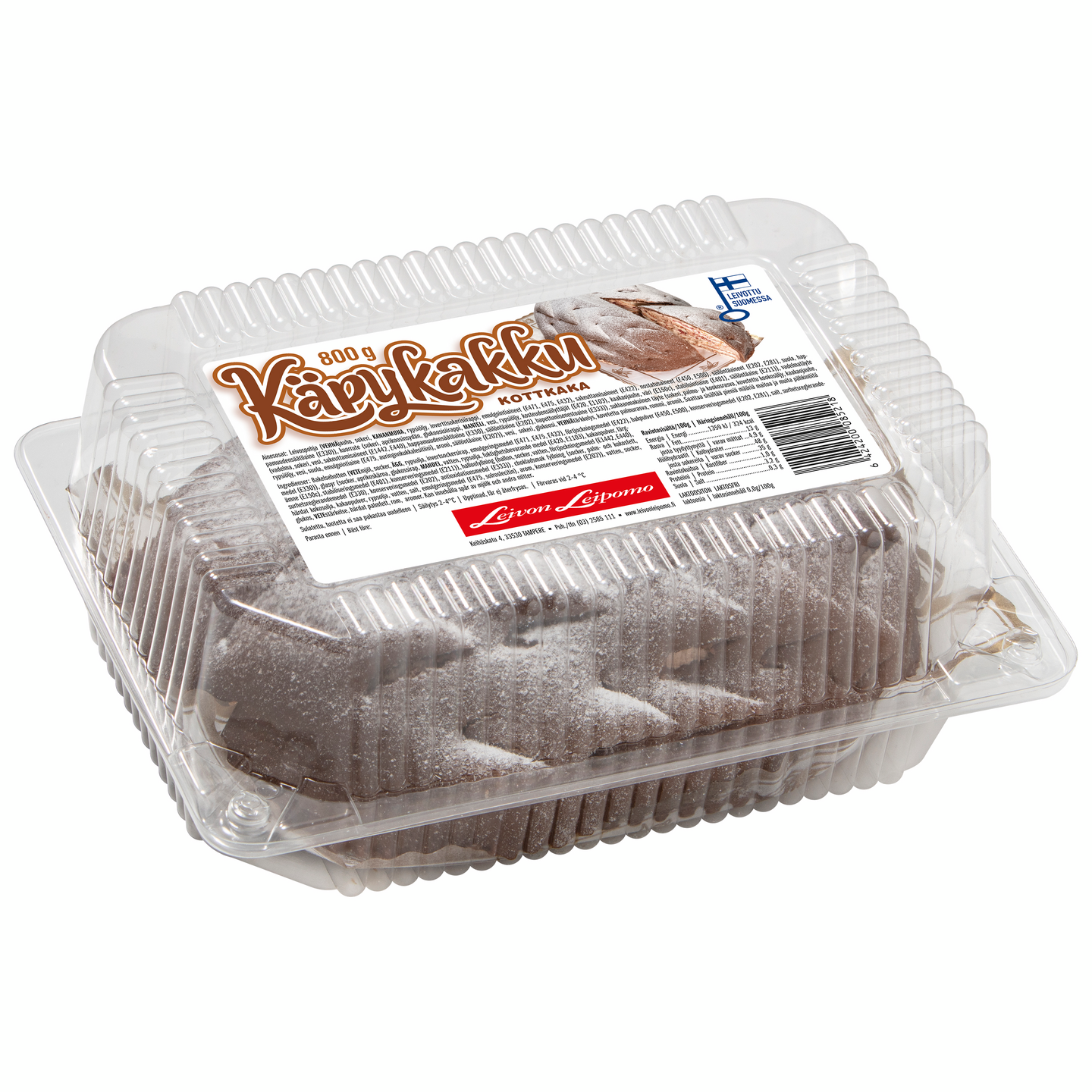 Leivon Käpykakku 800g, marsipaanikuorrutteinen täytekakku, sulatettu