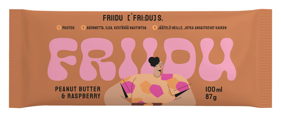 Friidu jäätelöpuikko 87g Peanut Butter and Raspberry 100ml/87g
