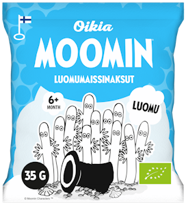 Oikia Moomin luomumaissinaksut 35g original 6+ kk PUOLILAVA