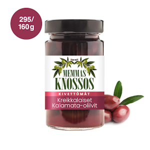 Memmas Knossos kivettömät kreikkalaiset Kalamata-oliivit 295g/160g