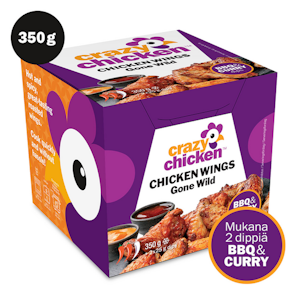 Crazy Chicken chicken wings gone wild - paahdetut mausteiset kanansiivet 350g + kastike 2x25g pakast