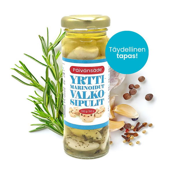 Päivänsäde Yrttimarinoidut valkosipulit 100g/60g