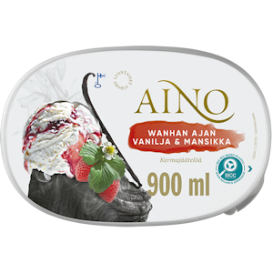 Aino Wanhan ajan Vanilja & Mansikka 900ml/526g kermajäätelö