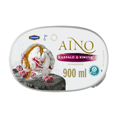 Aino kermajäätelö 527g/0,9l Karpalo&Kinuski laktoositon