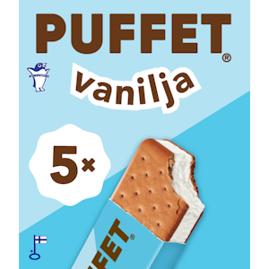 Puffet vanilja välipalajäätelö monipakkaus 5x62g/110ml