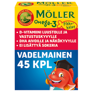 Möller Omega-3 Pikkukalat vadelma 45kpl 54g