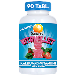 Sana-sol Vitanallet kalsium + D-vitamiini mansikka 90kpl 270g