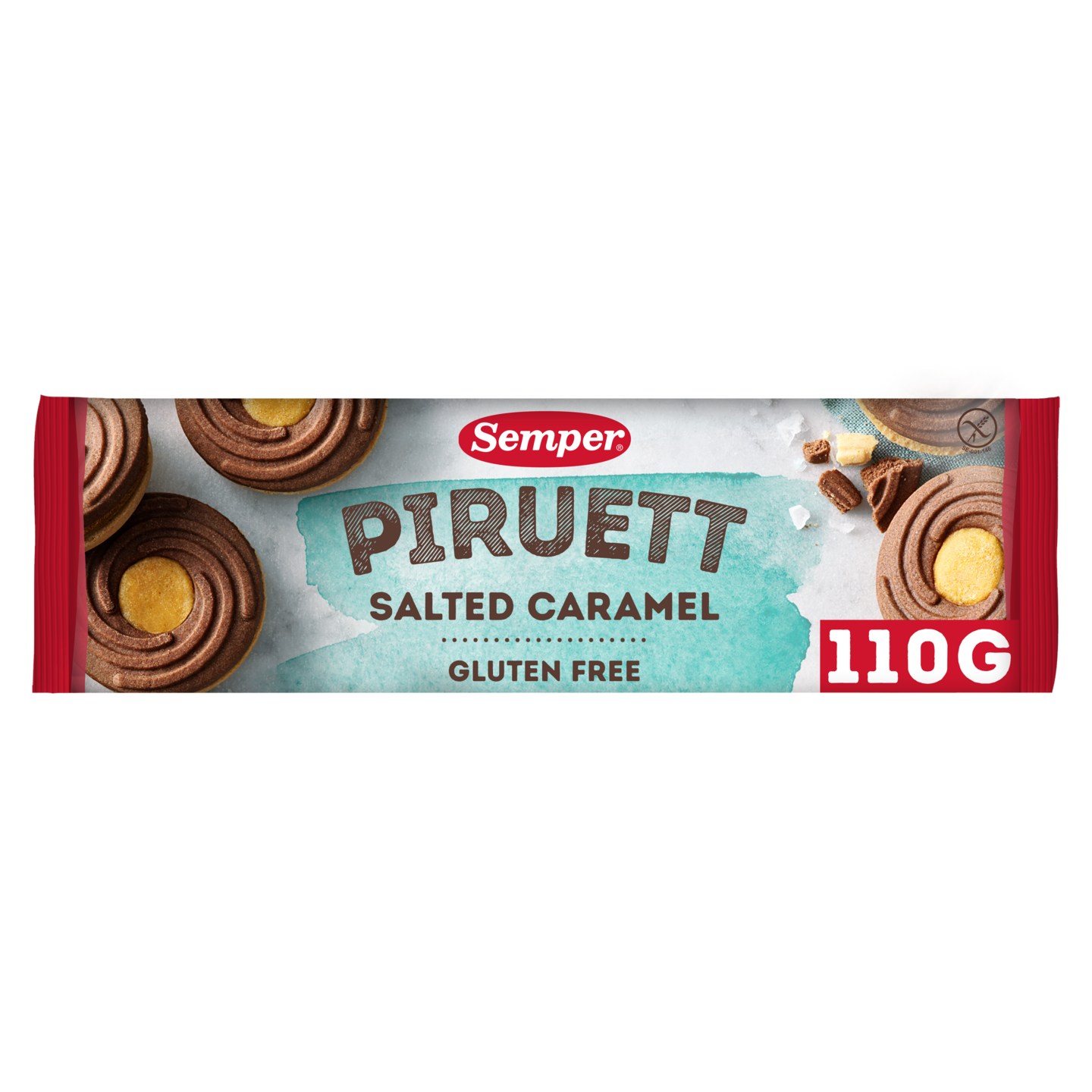 Semper Piruett Salted caramel täytekeksi 110g gluteeniton