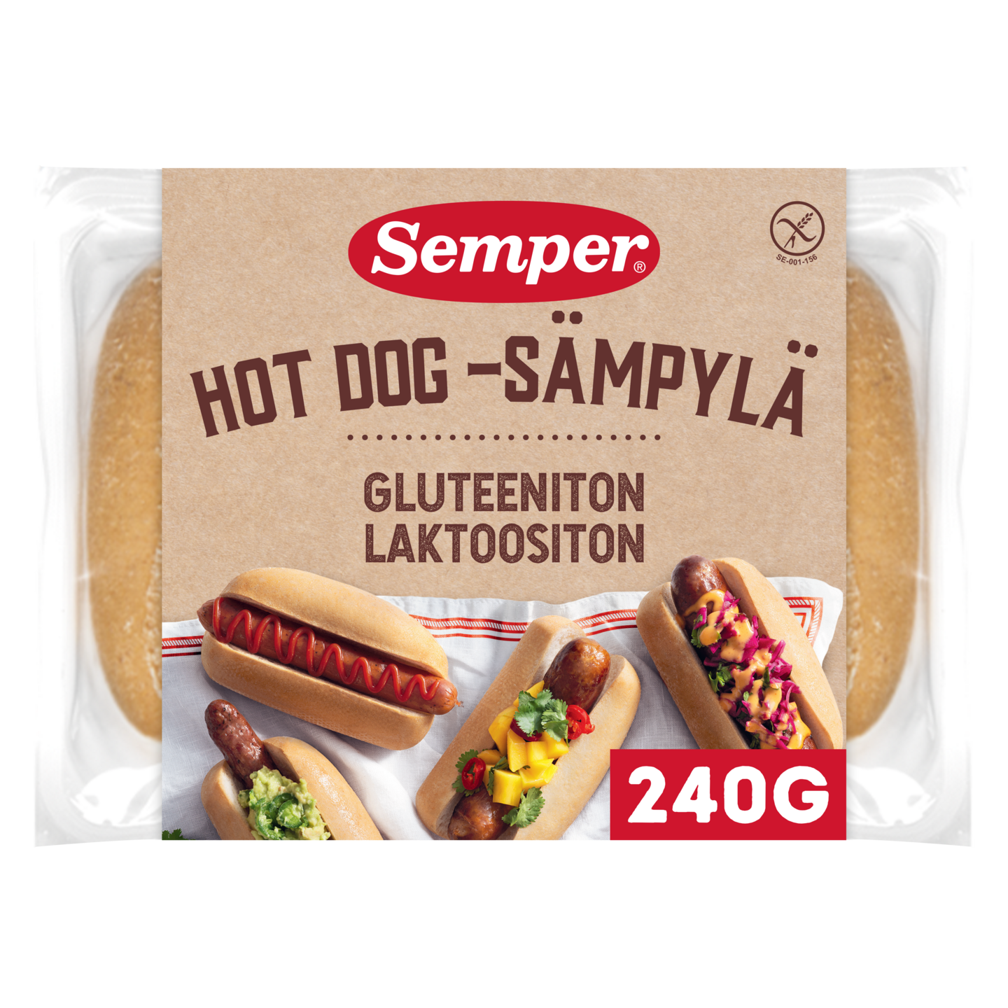 Semper Hot Dog Sämpylät 240g gluteeniton