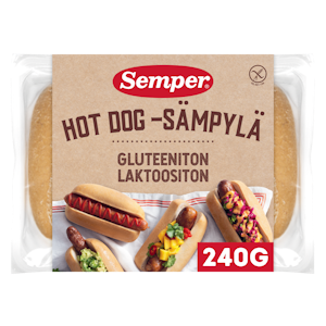 Semper Hot Dog Sämpylät 240g gluteeniton