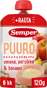 Semper 120g Puuro omena & persikka alkaen 6 kk käyttövalmis