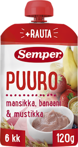 Semper puuro mansikka-banaani 6kk 120g