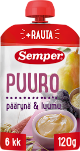 Semper puuro päärynä & luumu 120g alkaen 6kk