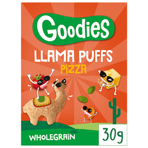 Goodies Llama Puffs täysjyvävehnä-maissinaksu 30g pizza