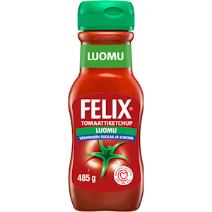 Felix ketchup 485g vähemmän suolaa ja sokeria luomu