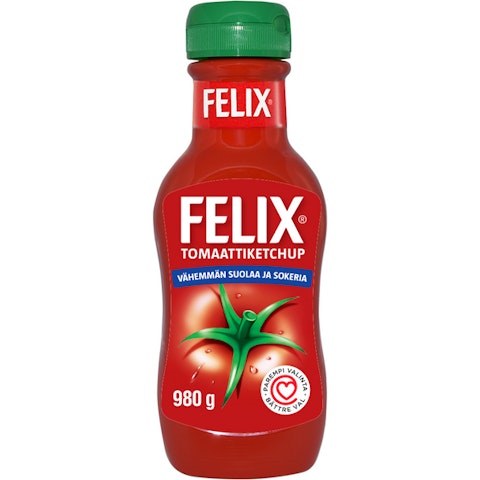 Felix ketchup, vähemmän suolaa ja sokeria 980g