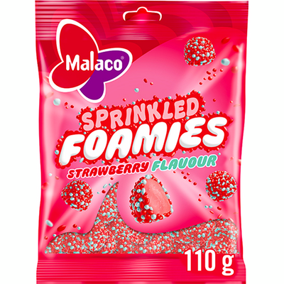 Malaco Sprinkled Foamies Strawberry makeinen 110g