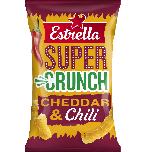 Estrella Super Crunch juustonaksu 175g cheddar-chili